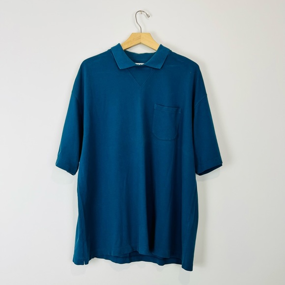 YMC Other - YMC Teal Blue Cotton Modern Polo Shirt Style Collared Causal Top UK L